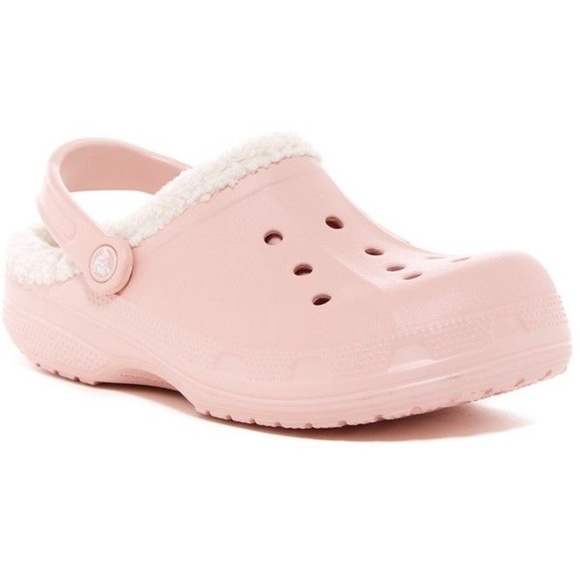 fuzz lined crocs pink